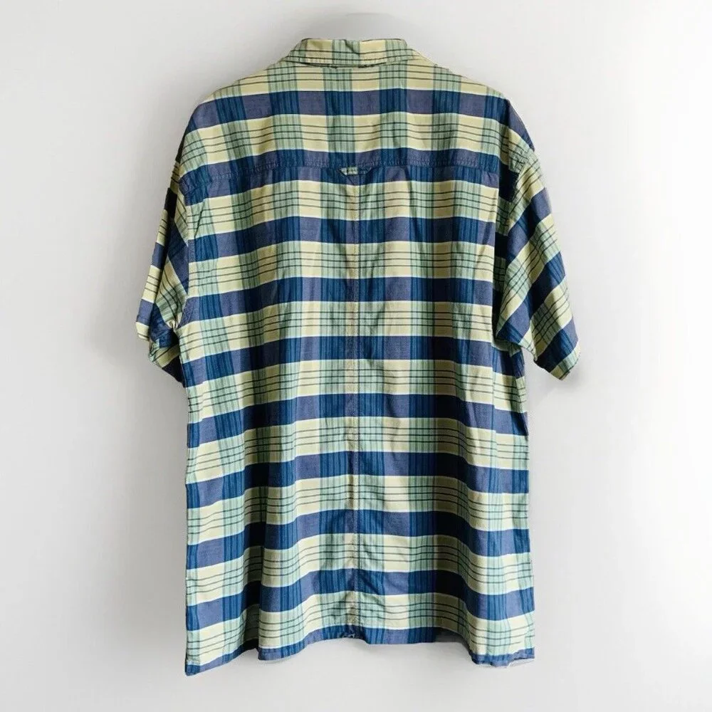 The North Face Button Up Hiking Shirt Mens‎ Size XL Blue Yellow Plaid